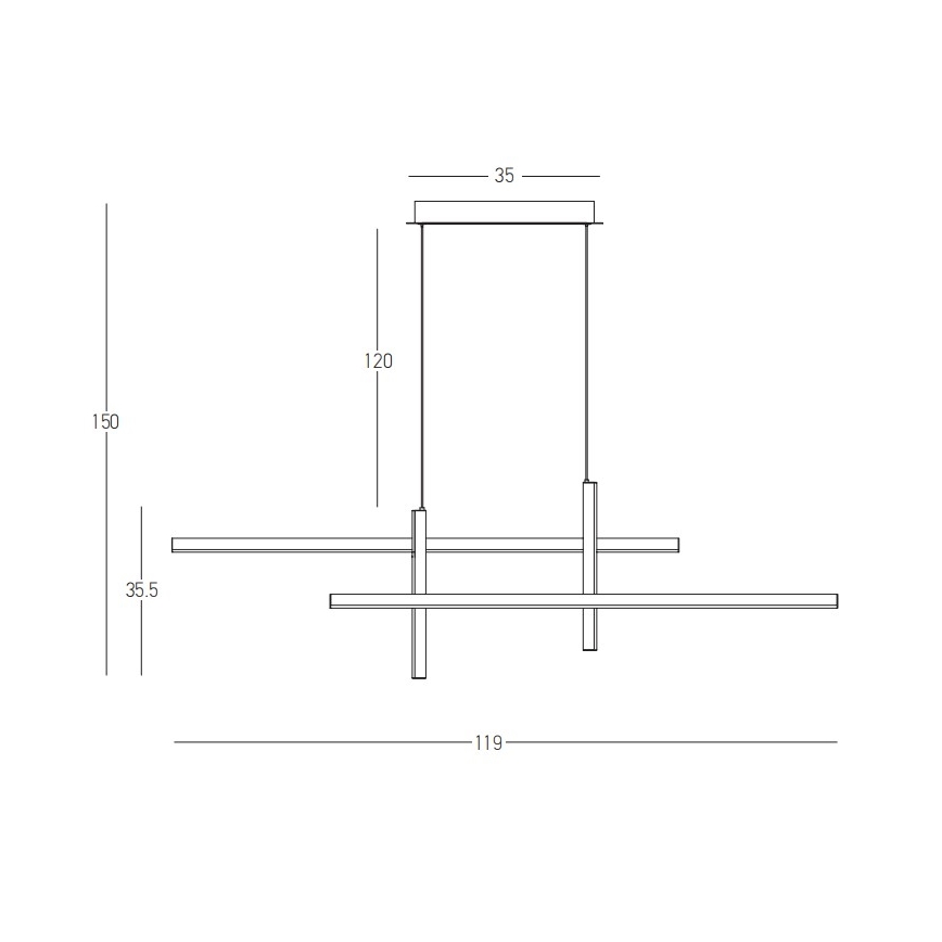 Zambelis 22023 - Lampadario dimmerabile a LED su cavo LED/41W/230V nero