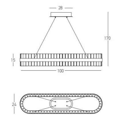 Zambelis 22041 - Lampadario a sospensione con filo LED dimmerabile LED/68W/230V oro