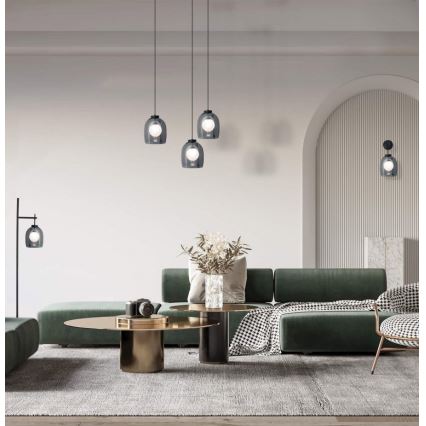 Zambelis 22051 - Lampada a sospensione con cavo 1xG9/5W/230V Ø 18 cm nero