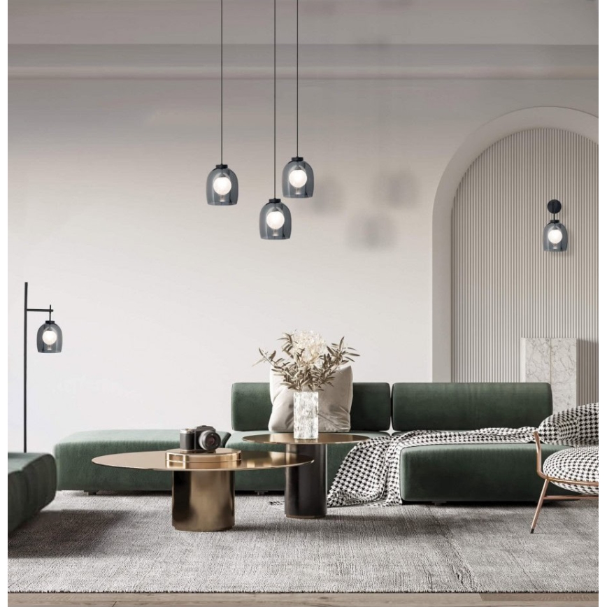 Zambelis 22051 - Lampada a sospensione con cavo 1xG9/5W/230V Ø 18 cm nero
