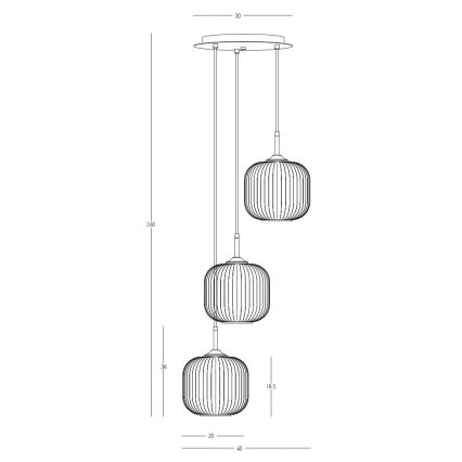 Zambelis 22073 - Lampadario a sospensione con filo 3xE27/40W/230V