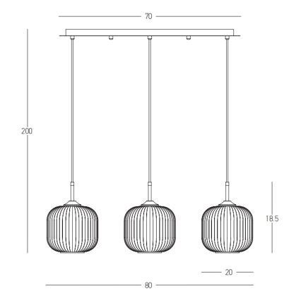 Zambelis 22074 - Lampadario a sospensione con filo 3xE27/40W/230V