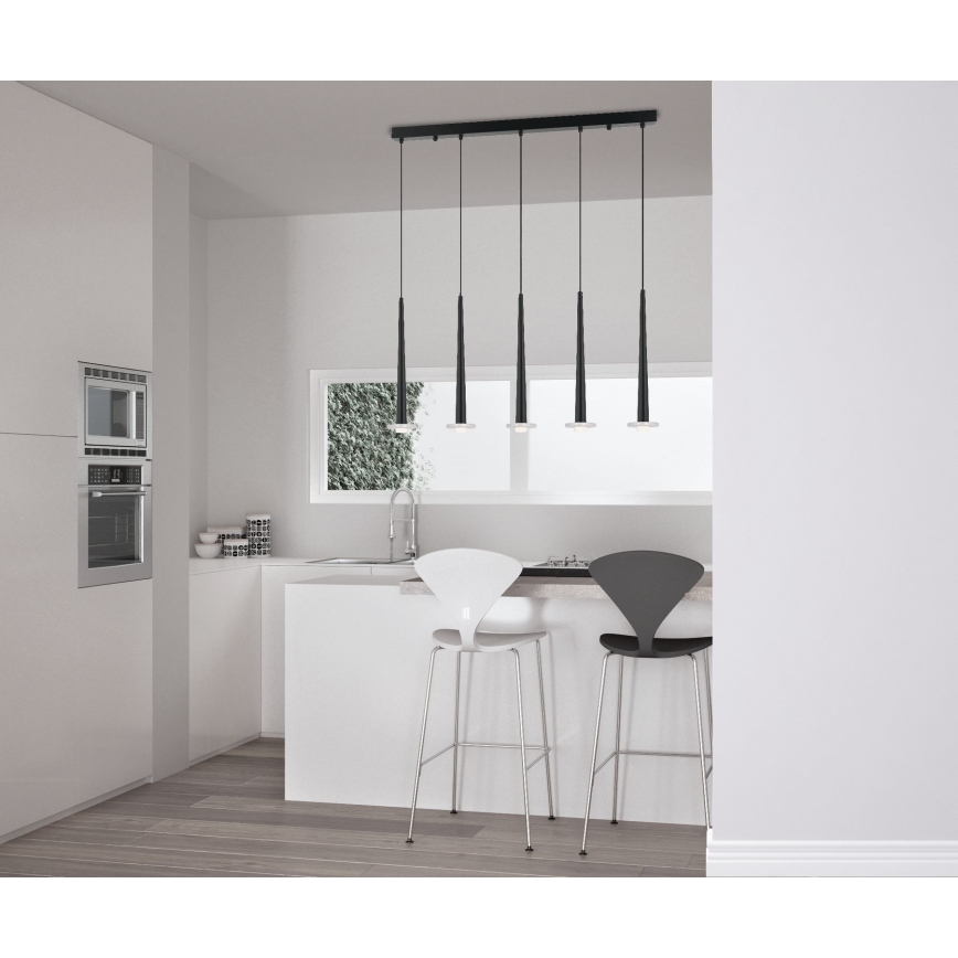 Zambelis 22112 - Lampadario a sospensione con filo LED dimmerabile 5xLED/3W/230V CRI90 nero