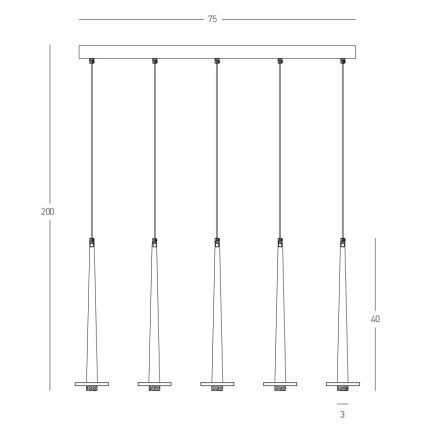 Zambelis 22112 - Lampadario a sospensione con filo LED dimmerabile 5xLED/3W/230V CRI90 nero