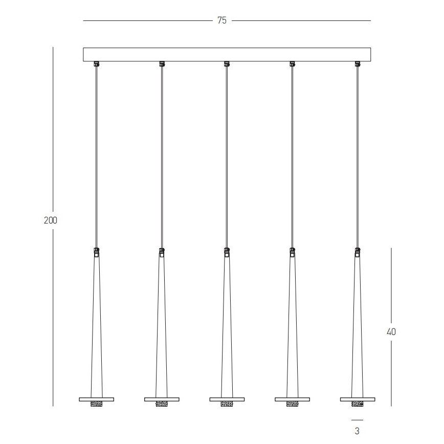 Zambelis 22112 - Lampadario a sospensione con filo LED dimmerabile 5xLED/3W/230V CRI90 nero