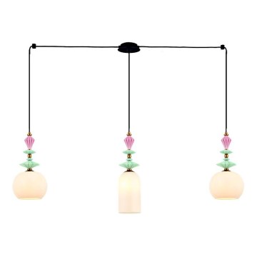 Zambelis 22153 - Lampadario a sospensione con filo 3xE27/40W/230V ragno ceramiche