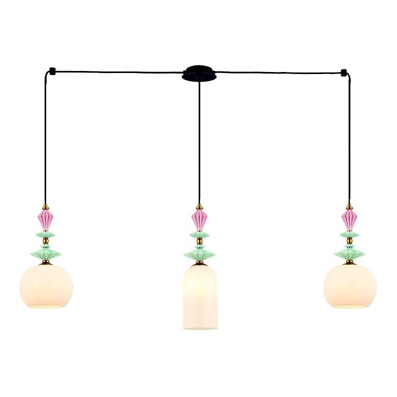 Zambelis 22153 - Lampadario a sospensione con filo 3xE27/40W/230V ragno ceramiche