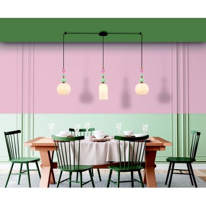 Zambelis 22153 - Lampadario a sospensione con filo 3xE27/40W/230V ragno ceramiche