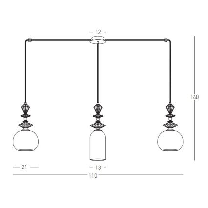 Zambelis 22153 - Lampadario a sospensione con filo 3xE27/40W/230V ragno ceramiche
