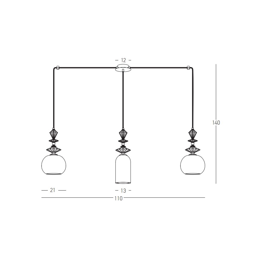 Zambelis 22153 - Lampadario a sospensione con filo 3xE27/40W/230V ragno ceramiche