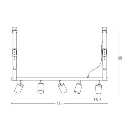 Zambelis 22224 - Lampadario a sospensione con filo 5xGU10/25W/230V