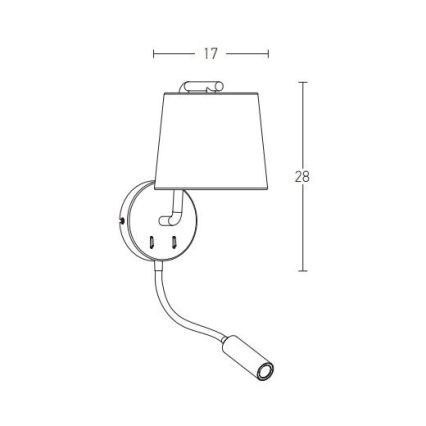 Zambelis H57 - Applique a LED LED/3W + 1xE27/40W/230V nero