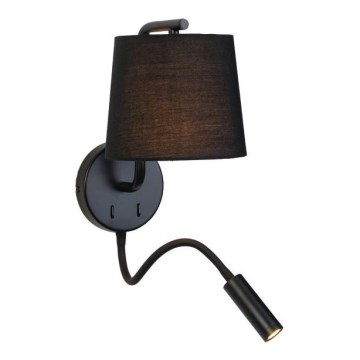 Zambelis H57 - Lampada LED flessibile LED/3W + 1xE27/40W/230V nero