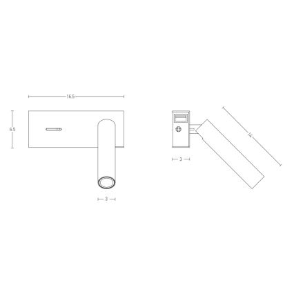 Zambelis H74 - Applique a LED LED/3W/230V USB bianco