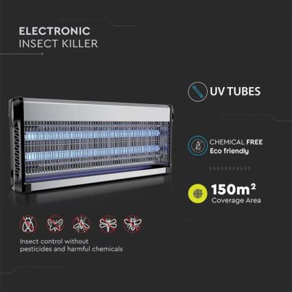 Zappatrice elettrica per insetti 2x20W/230V 150 m²