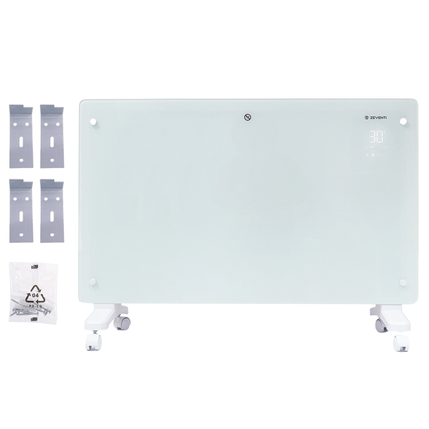 ZEVENTI - Termoconvettore elettrico da parete intelligente con display LCD 1000/2000W/230V Wi-Fi bianco