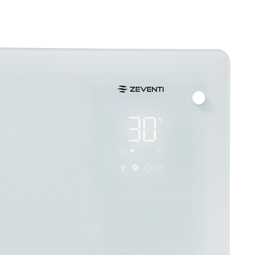 ZEVENTI - Termoconvettore elettrico da parete intelligente con display LCD 1000/2000W/230V Wi-Fi bianco