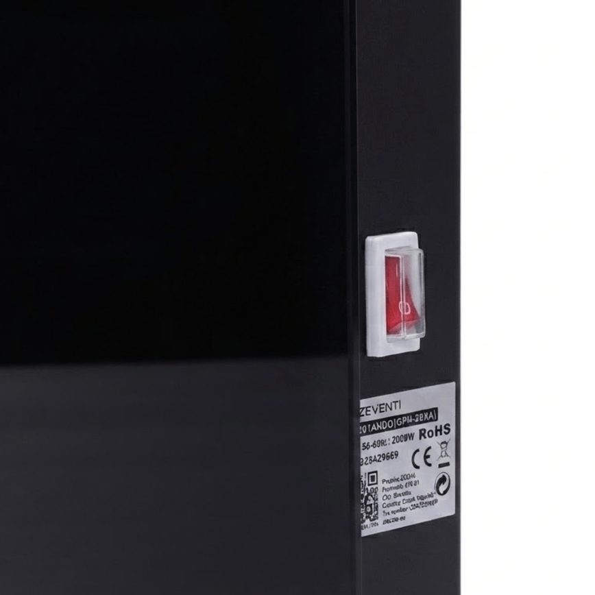 ZEVENTI - Riscaldatore elettrico/convettore a parete intelligente con display LCD 1000/2000W/230V Wi-Fi nero