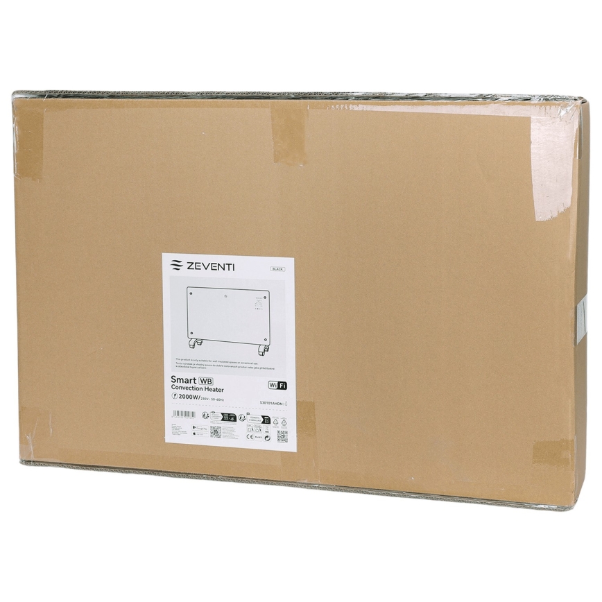 ZEVENTI - Riscaldatore elettrico/convettore a parete intelligente con display LCD 1000/2000W/230V Wi-Fi nero