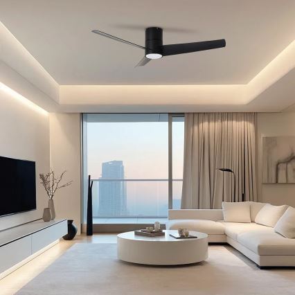ZEVENTI - Plafoniera LED BARROSA LED/18W/230V 3000/4000/6000K Wi-Fi Tuya nero + telecomando
