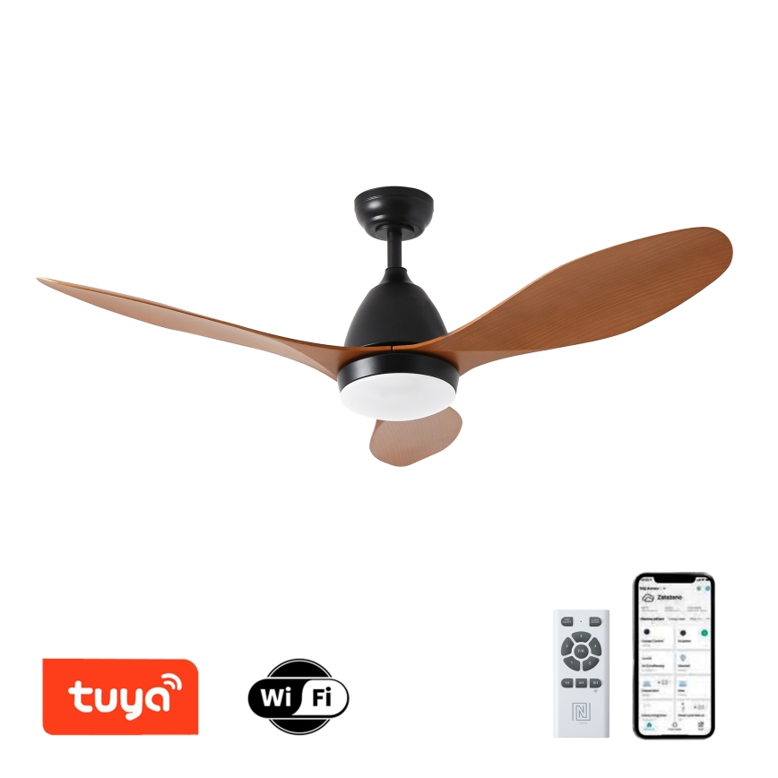 ZEVENTI - Ventilatore da soffitto dimmerabile a LED MURO LED/18W/230V 3000-6000K Wi-Fi Tuya nero + telecomando