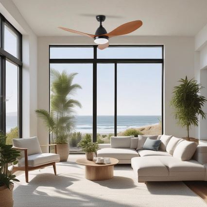 ZEVENTI - Ventilatore da soffitto dimmerabile a LED MURO LED/18W/230V 3000-6000K Wi-Fi Tuya nero + telecomando