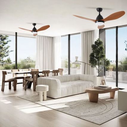 ZEVENTI - Ventilatore da soffitto dimmerabile a LED MURO LED/18W/230V 3000-6000K Wi-Fi Tuya nero + telecomando