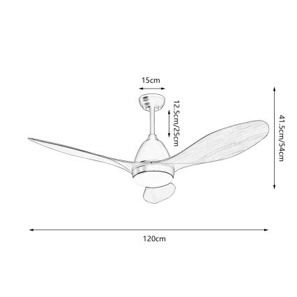 ZEVENTI - Ventilatore da soffitto dimmerabile a LED MURO LED/18W/230V 3000-6000K Wi-Fi Tuya nero + telecomando
