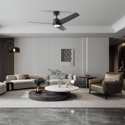 ZEVENTI - Ventilatore da soffitto dimmerabile a LED ORVIETO LED/18W/230V 3000-6000K Wi-Fi Tuya nero + telecomando