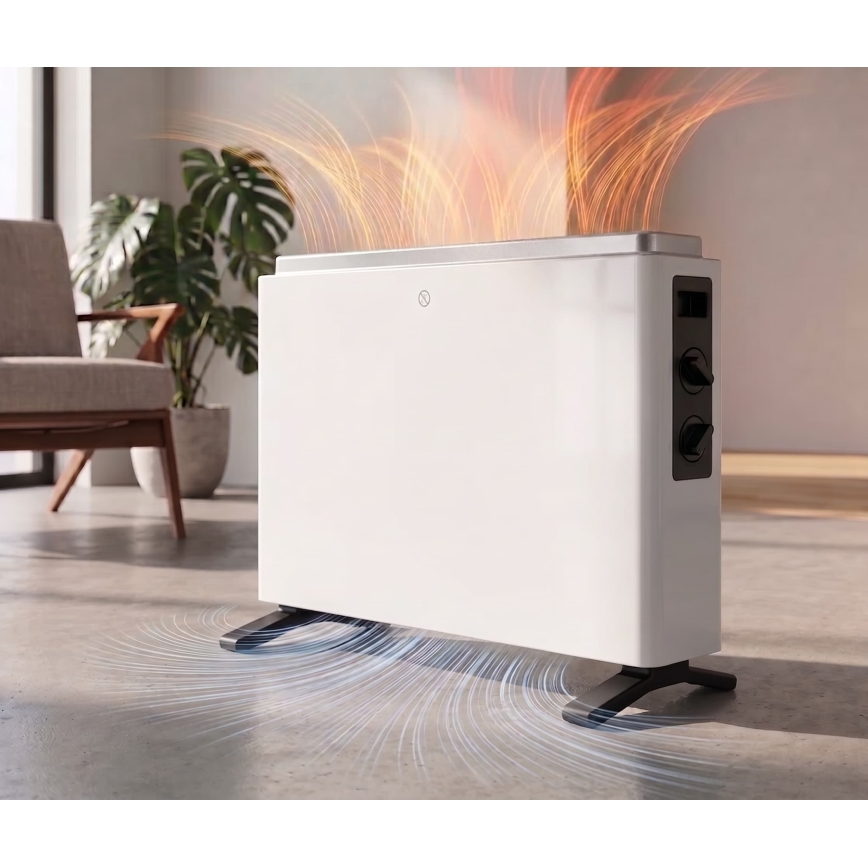 ZEVENTI - Riscaldatore elettrico/convettore 800/1200/2000W/230V bianco