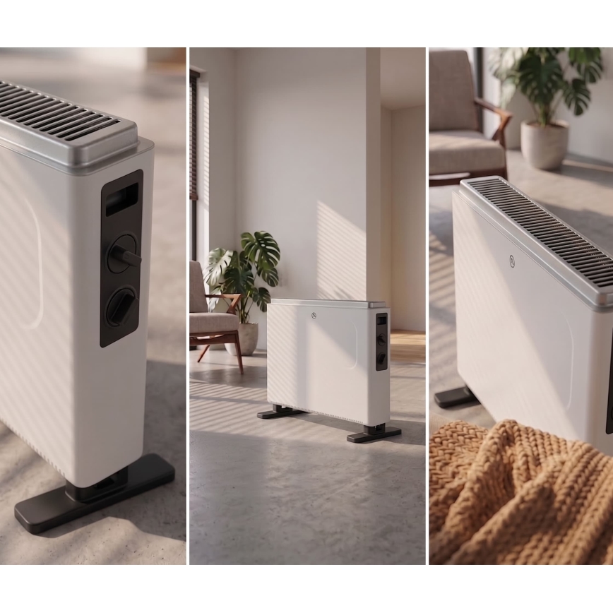 ZEVENTI - Riscaldatore elettrico/convettore 800/1200/2000W/230V bianco