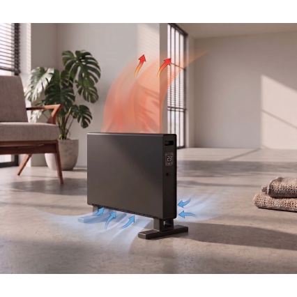 ZEVENTI - Riscaldatore elettrico/convettore con display LCD 1250/2000W/230V nero + telecomando