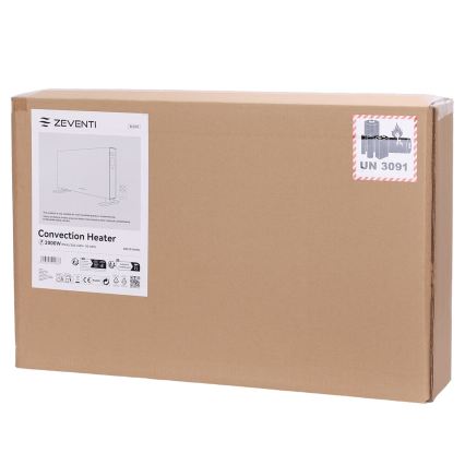 ZEVENTI - Riscaldatore elettrico/convettore con display LCD 1250/2000W/230V nero + telecomando