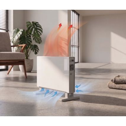 ZEVENTI - Riscaldatore/convettore elettrico con display LCD 1250/2000W/230V bianco + telecomando