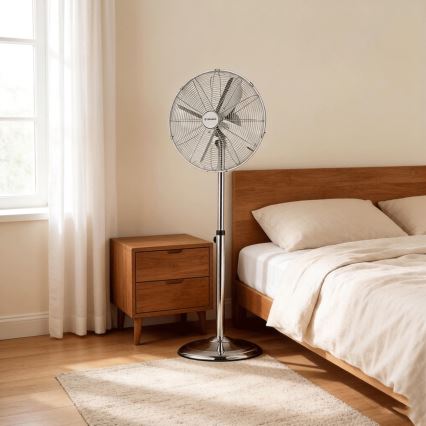 ZEVENTI - Ventilatore a piantana FLOW 50W/230V Ø 45 cm, cromo lucido