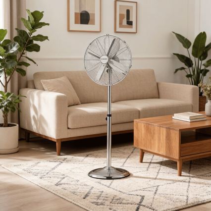 ZEVENTI - Ventilatore a piantana FLOW 50W/230V Ø 45 cm, cromo lucido