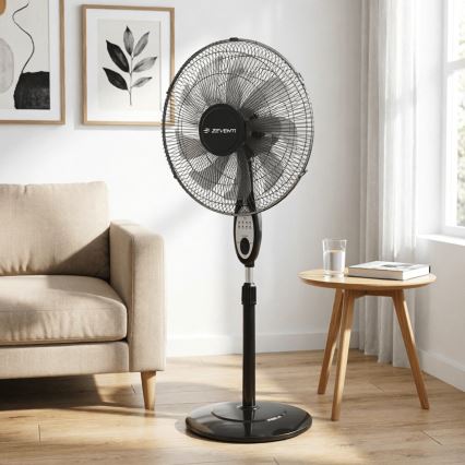 ZEVENTI - Ventilatore a piantana FLOW 55 W/230 V, 130 cm, nero + telecomando