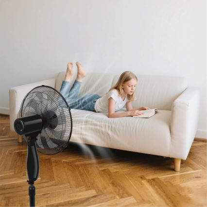 ZEVENTI - Ventilatore a piantana FLOW 55 W/230 V, 130 cm, nero + telecomando