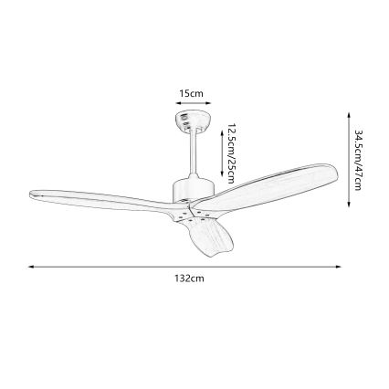 ZEVENTI - Ventilatore da soffitto CUENCA Wi-Fi Tuya nero/rovere + telecomando