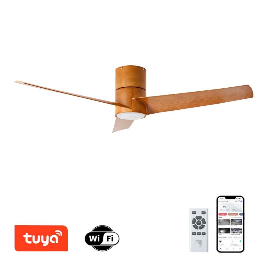 ZEVENTI - Ventilatore da soffitto LED BARROSA LED/18W/230V 3000/4000/6000K Wi-Fi Tuya marrone + telecomando