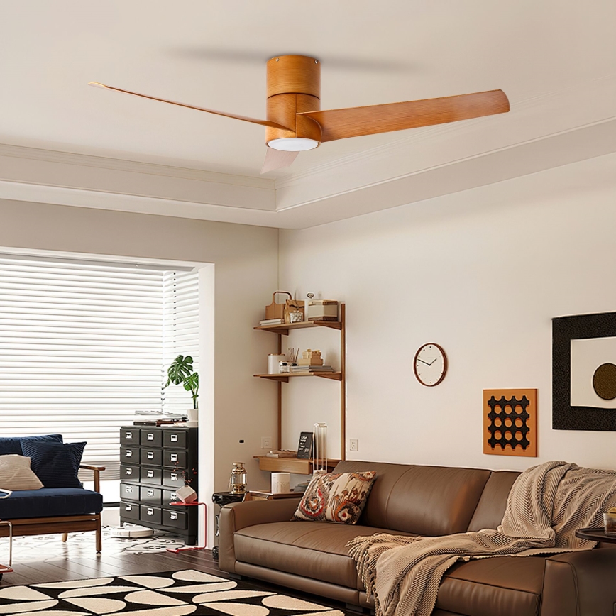 ZEVENTI - Ventilatore da soffitto LED BARROSA LED/18W/230V 3000/4000/6000K Wi-Fi Tuya marrone + telecomando