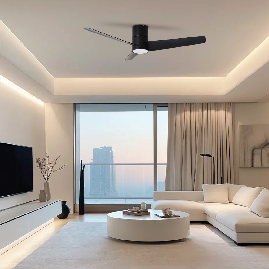 ZEVENTI - Ventilatore da soffitto LED BARROSA LED/18W/230V 3000/4000/6000K Wi-Fi Tuya nero + telecomando