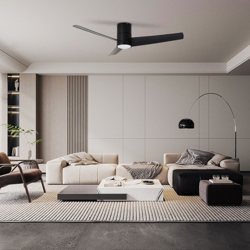 ZEVENTI - Ventilatore da soffitto LED BARROSA LED/18W/230V 3000/4000/6000K Wi-Fi Tuya nero + telecomando