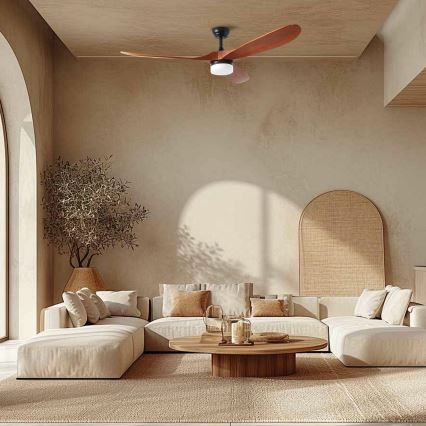 ZEVENTI - Ventilatore da soffitto LED GINOSA LED/18W/230V 3000-6000K Wi-Fi Tuya nero/rovere + telecomando