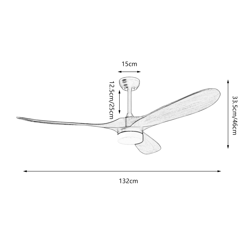 ZEVENTI - Ventilatore da soffitto LED GINOSA LED/18W/230V 3000-6000K Wi-Fi Tuya nero/rovere + telecomando