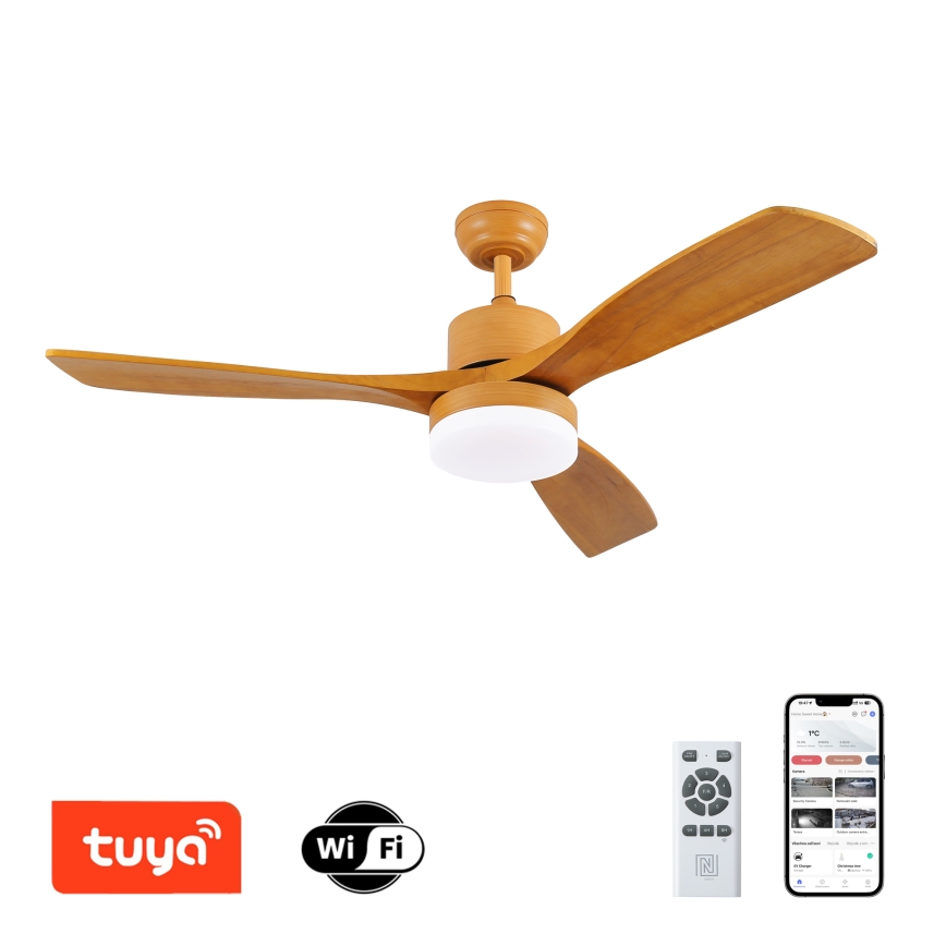 ZEVENTI - Ventilatore da soffitto LED MARE LED/24W/230V 3000-6000K Wi-Fi Tuya rovere + telecomando