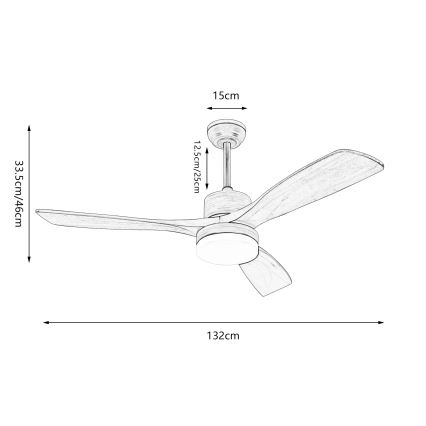 ZEVENTI - Ventilatore da soffitto LED MARE LED/24W/230V 3000-6000K Wi-Fi Tuya rovere + telecomando