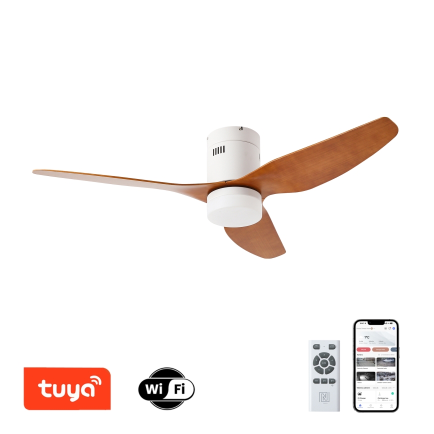 ZEVENTI - Ventilatore da soffitto LED PADUA LED/18W/230V 3000-6000K Wi-Fi Tuya bianco/marrone + telecomando