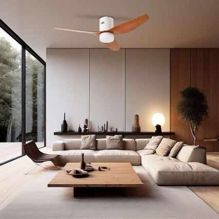 ZEVENTI - Ventilatore da soffitto LED PADUA LED/18W/230V 3000-6000K Wi-Fi Tuya bianco/marrone + telecomando