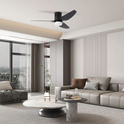 ZEVENTI - Ventilatore da soffitto LED PADUA LED/18W/230V 3000-6000K Wi-Fi Tuya nero + telecomando
